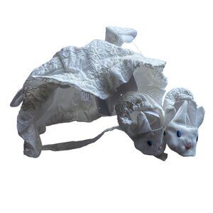 NEW Easter Baby Bonnet Embroidered Bunny Rabbit Booties Shoes White High Hope